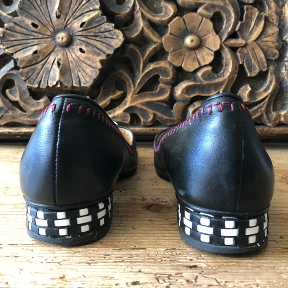 Rue St Aurea Point Toe Big Buckle Contrast Stitched Leather Ballet Flats 38 $430 - Picture 6 of 16